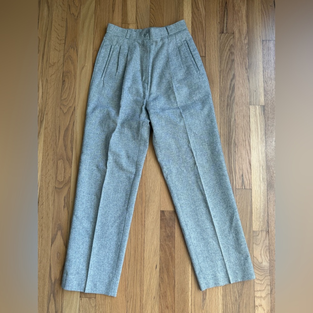 Vintage Garay Petites Gray Wool Blend High Rise Trousers Size 4